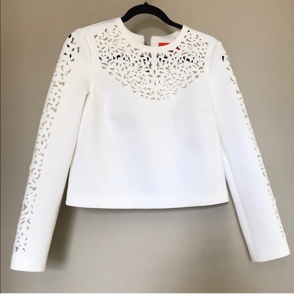 Clover Canyon White Laser Cut Long Sleeve Blouse